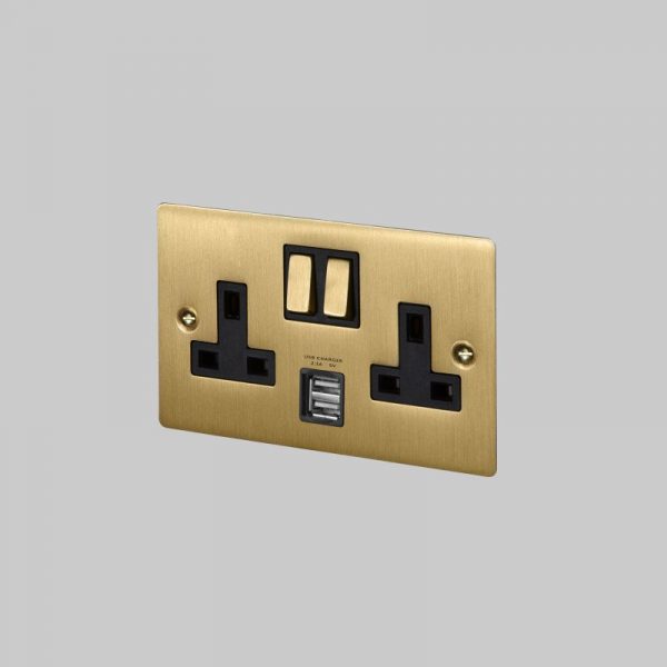 1. 2G Brass Plate UK Socket USB Square