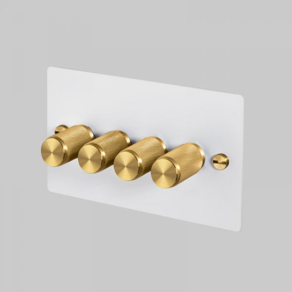1. 4G Dimmer White plate Brass detail 1